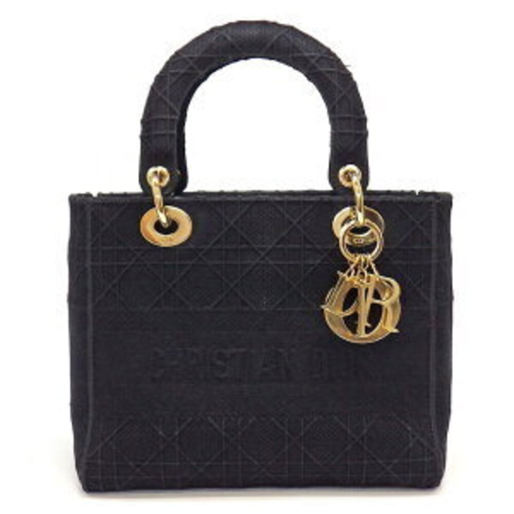Dior Lady Delight 2way Shoulder Bag Black Cannage Embroidery